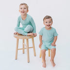 Harbor Blue Small Ribbed Shorts Two-Piece Set