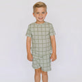 Grid Sage Green Small Ribbed Shorts Two-Piece Set