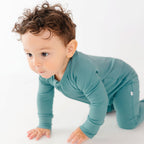 Glacier Blue Small Ribbed Zip Romper