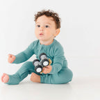 Glacier Blue Small Ribbed Zip Romper