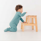 Glacier Blue Small Ribbed Zip Romper