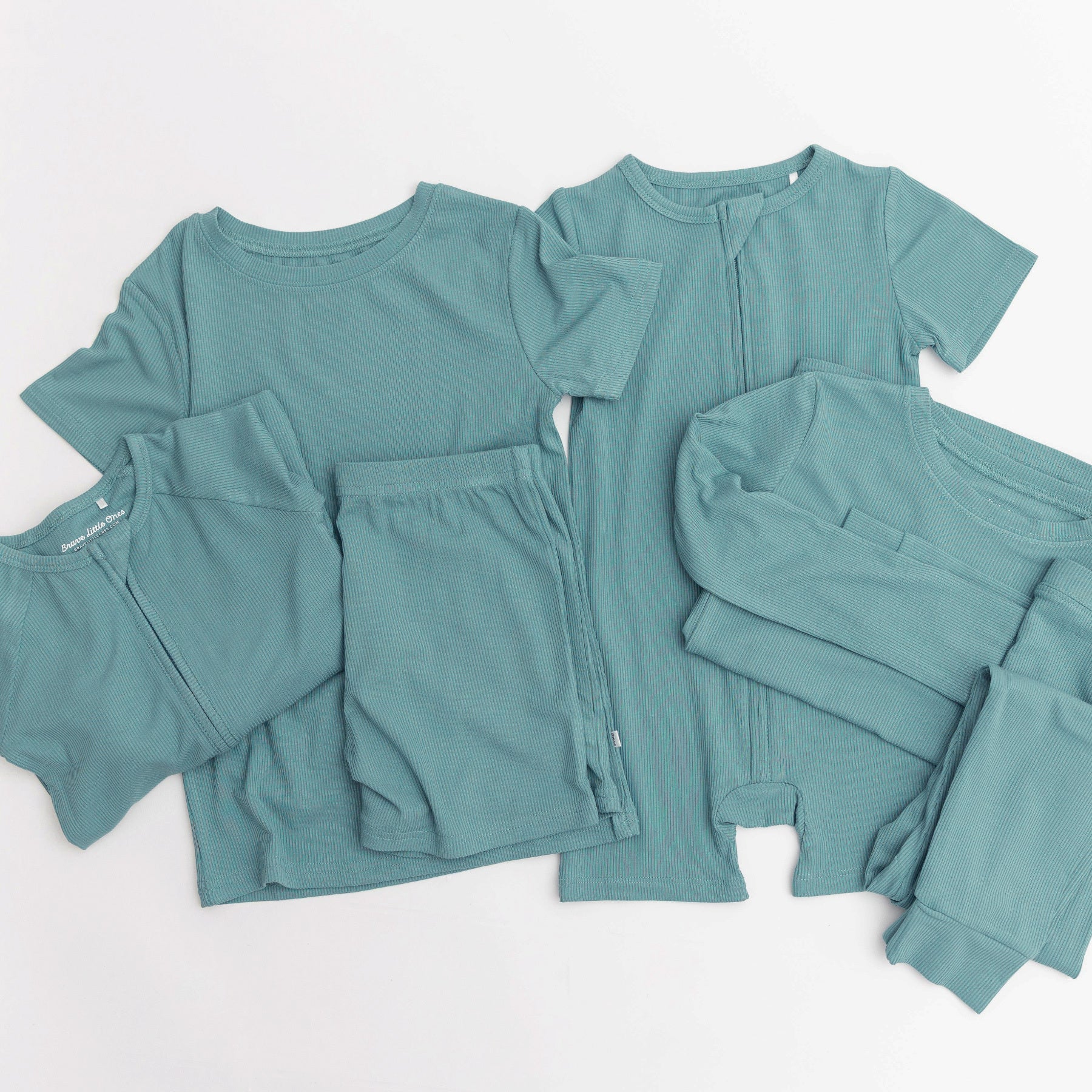 Glacier Blue Small Ribbed Shorts Two-Piece Set