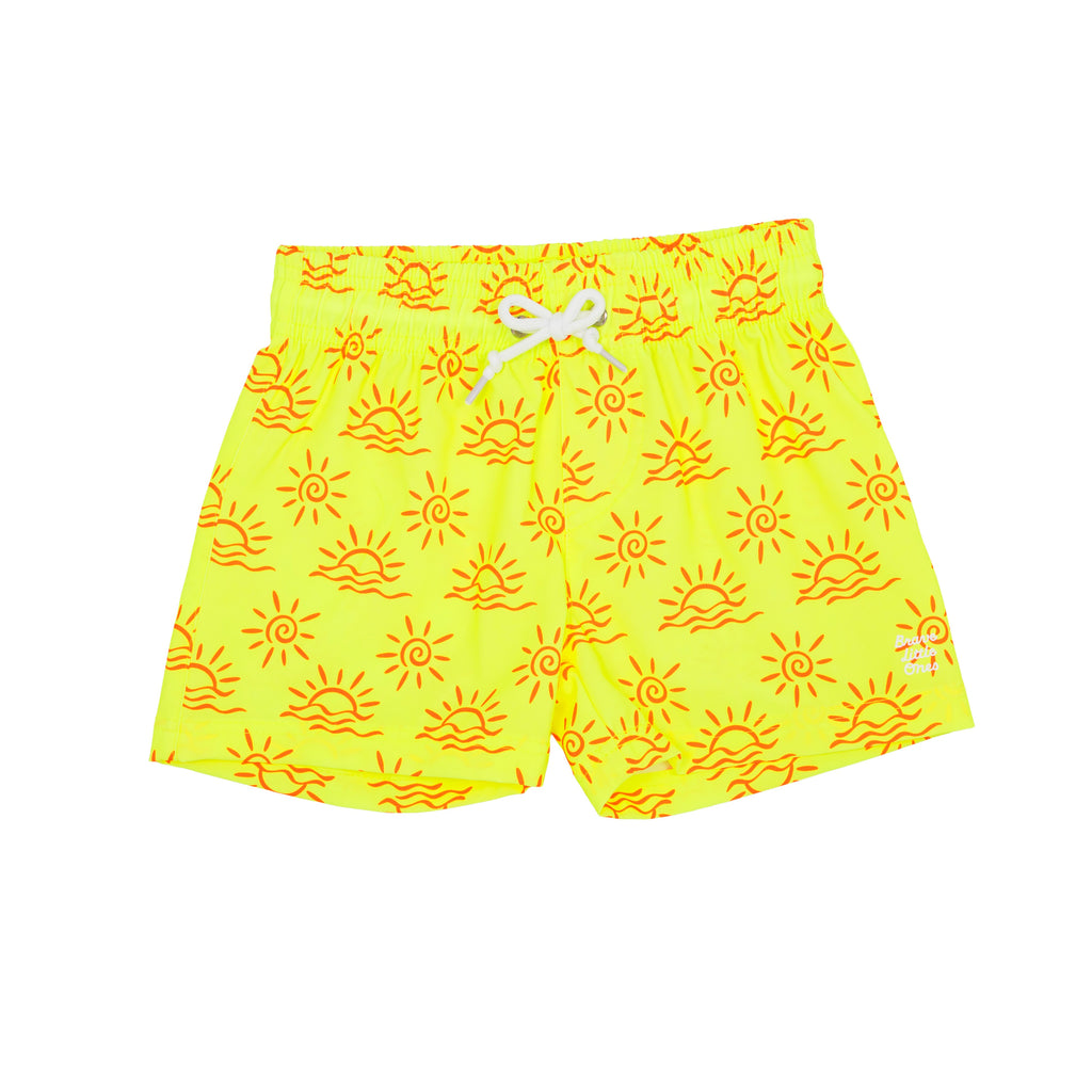 Neon Yellow Suns Swim Trunks