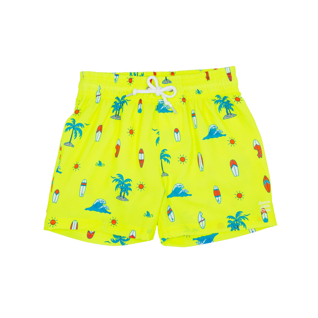 Neon Yellow Surfside Swim Trunks