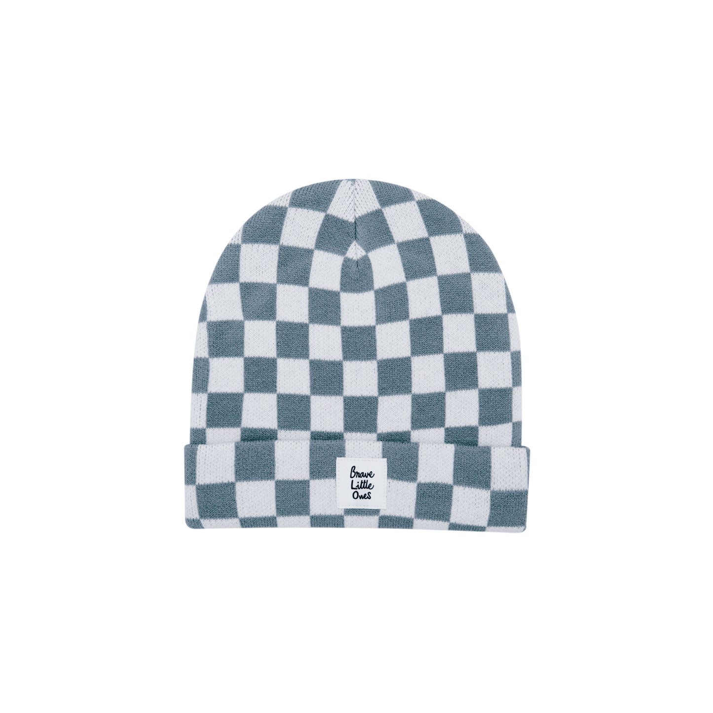 Slate Blue Checkered Bamboo Knit Beanie