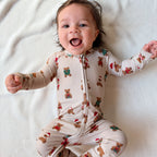 Teddy Bear Small Ribbed Zip Romper
