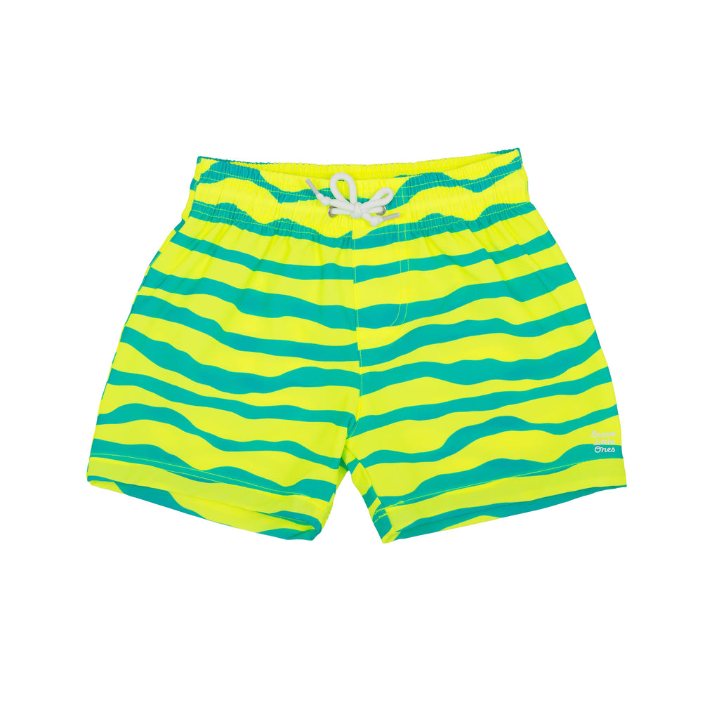 Neon Yellow Tides Swim Trunks