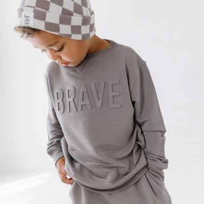 Dark Charcoal With Embossed Brave Bamboo French Terry Pullover