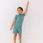 Glacier Blue Small Ribbed Shorts Two-Piece Set