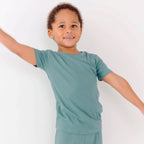 Glacier Blue Small Ribbed Shorts Two-Piece Set