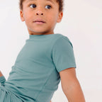 Glacier Blue Small Ribbed Shorts Two-Piece Set