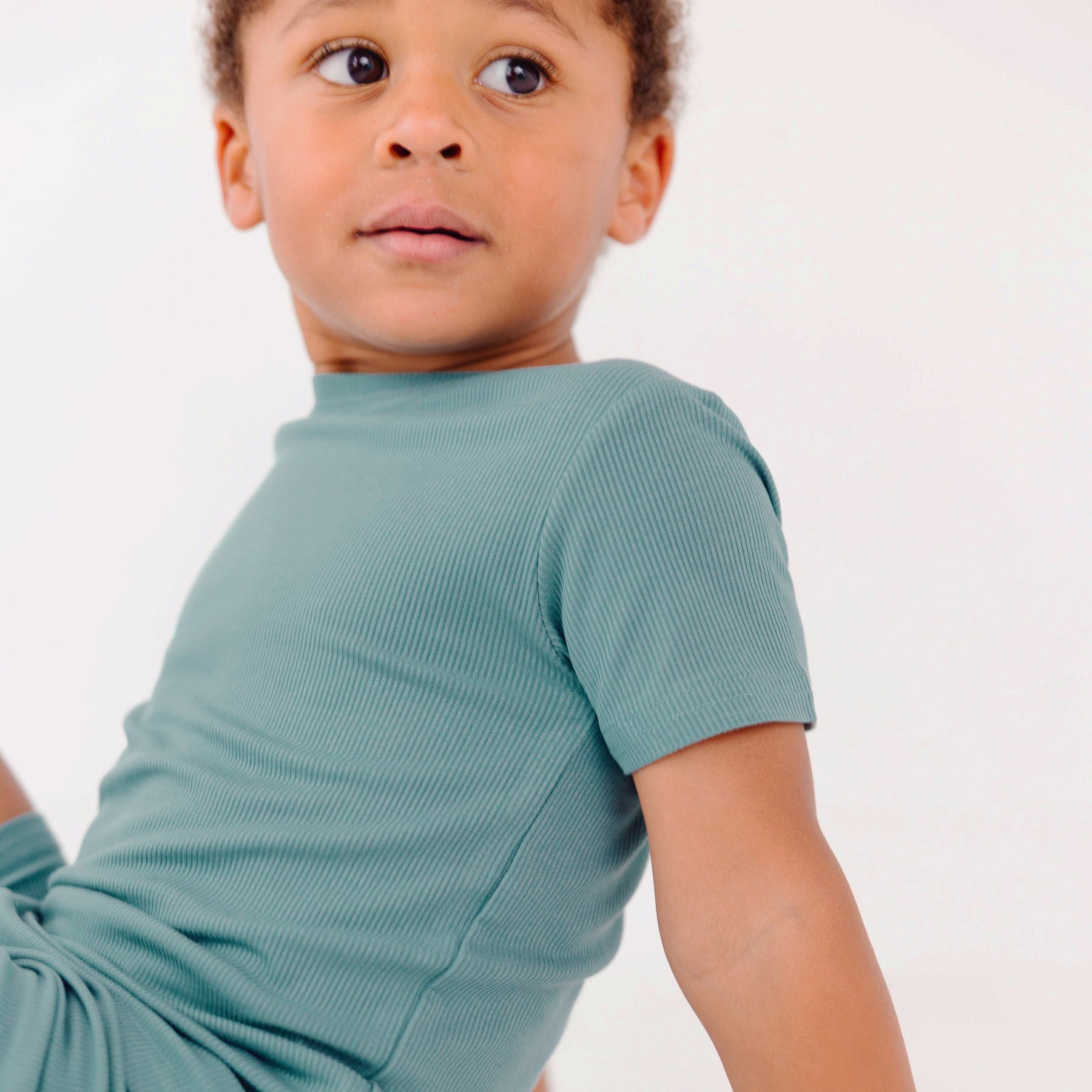 Glacier Blue Small Ribbed Shorts Two-Piece Set