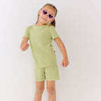 Tarragon Green Small Ribbed Shorts Two-Piece Set