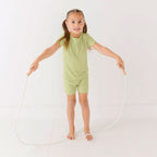 Tarragon Green Small Ribbed Shorts Two-Piece Set