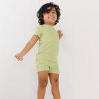 Tarragon Green Small Ribbed Shorts Two-Piece Set