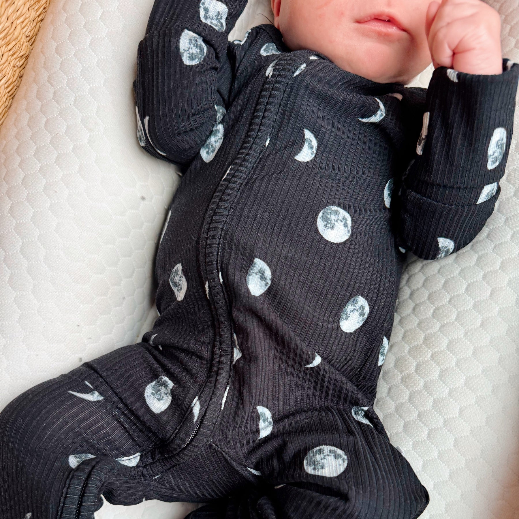 Moon Phases Small Ribbed Zip Romper