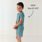 Glacier Blue Small Ribbed Shorts Two-Piece Set