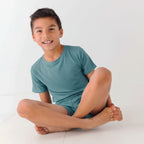 Glacier Blue Small Ribbed Shorts Two-Piece Set