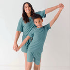 Glacier Blue Small Ribbed Shorts Two-Piece Set