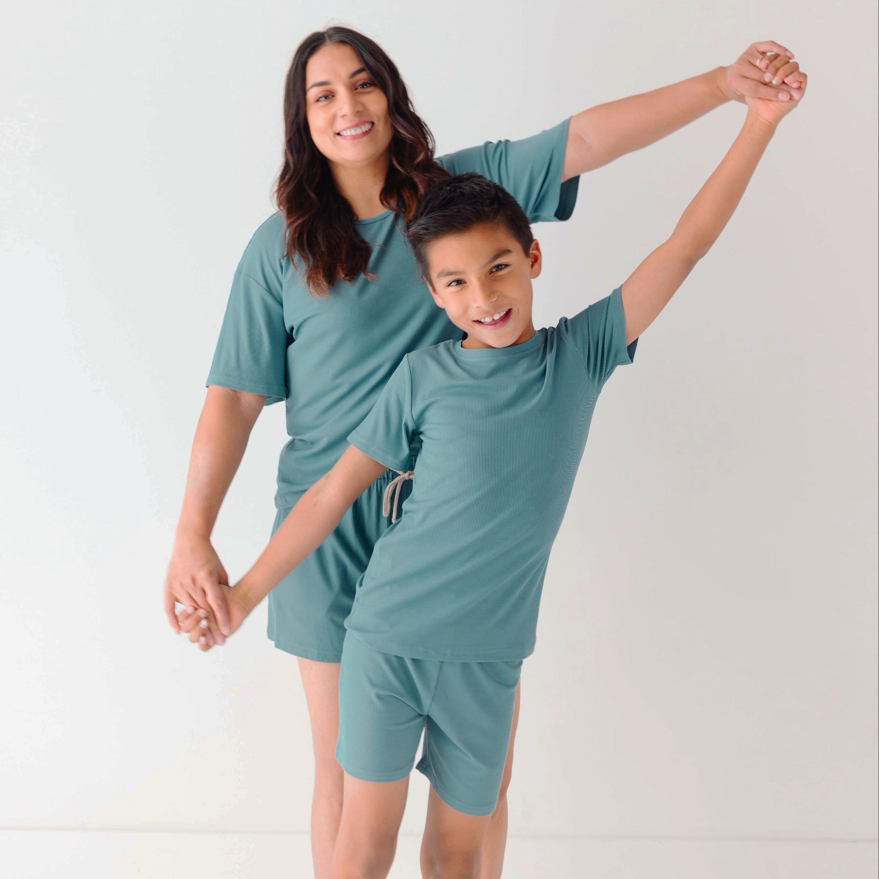 Glacier Blue Small Ribbed Shorts Two-Piece Set