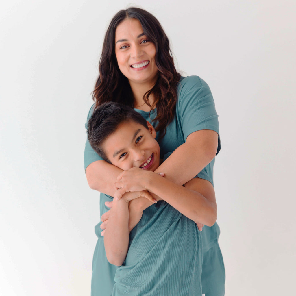 Glacier Blue Small Ribbed Shorts Two-Piece Set