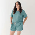 Glacier Blue Small Ribbed Women's Shorts Set