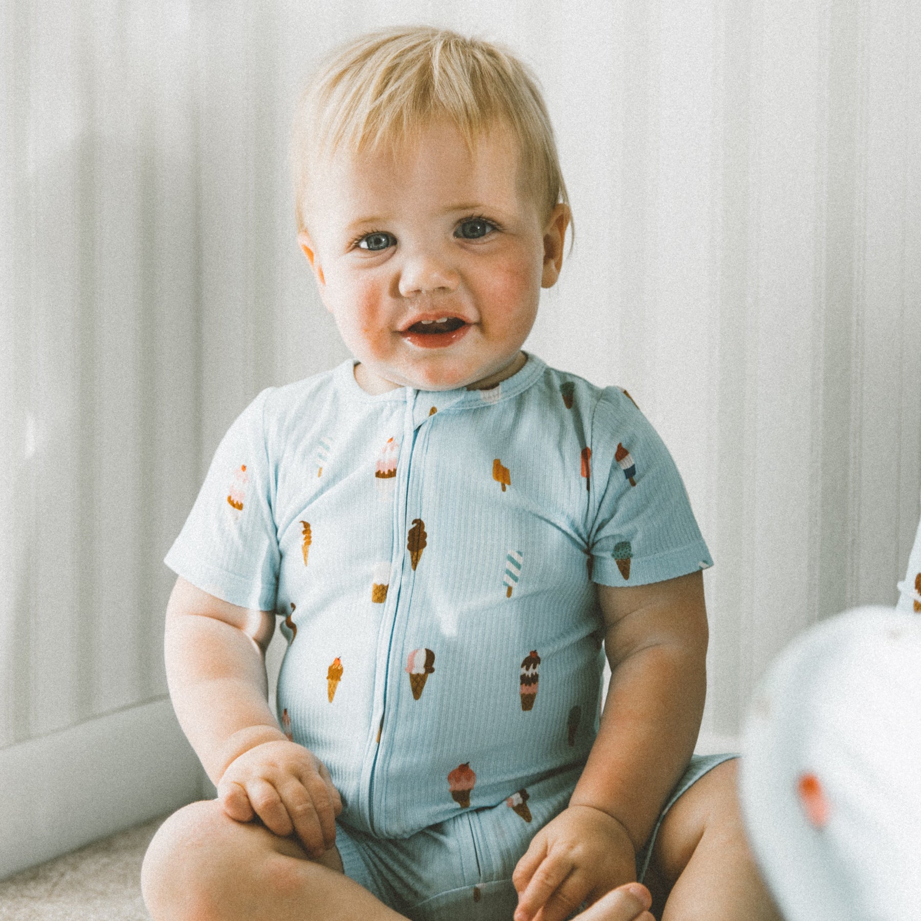 Ice Cream Shop Small Ribbed Summer Zip Romper