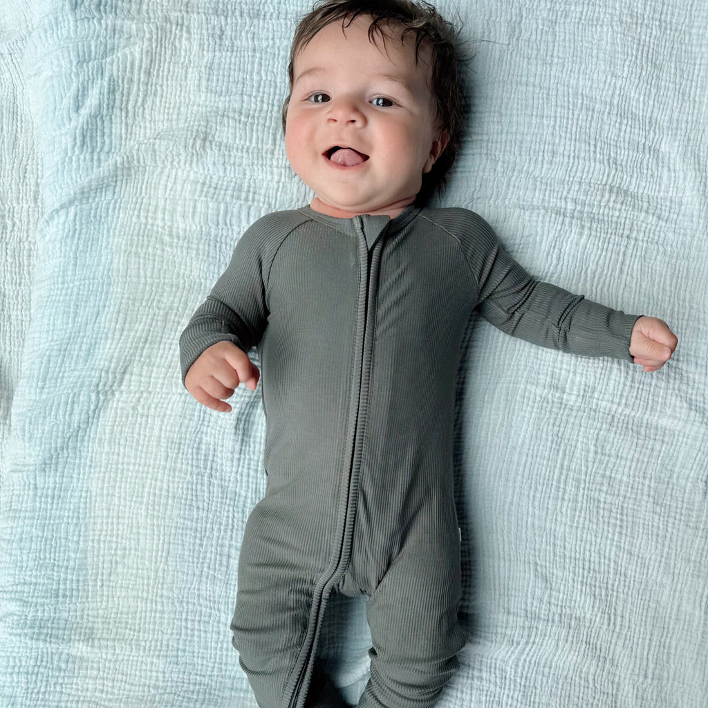 Dark Charcoal Small Ribbed Zip Romper