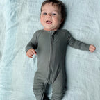 Dark Charcoal Small Ribbed Zip Romper