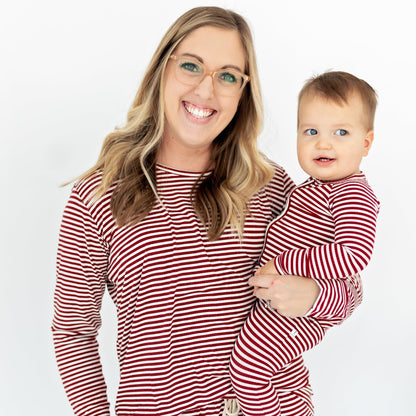 Red Stripe Small Ribbed Zip Romper