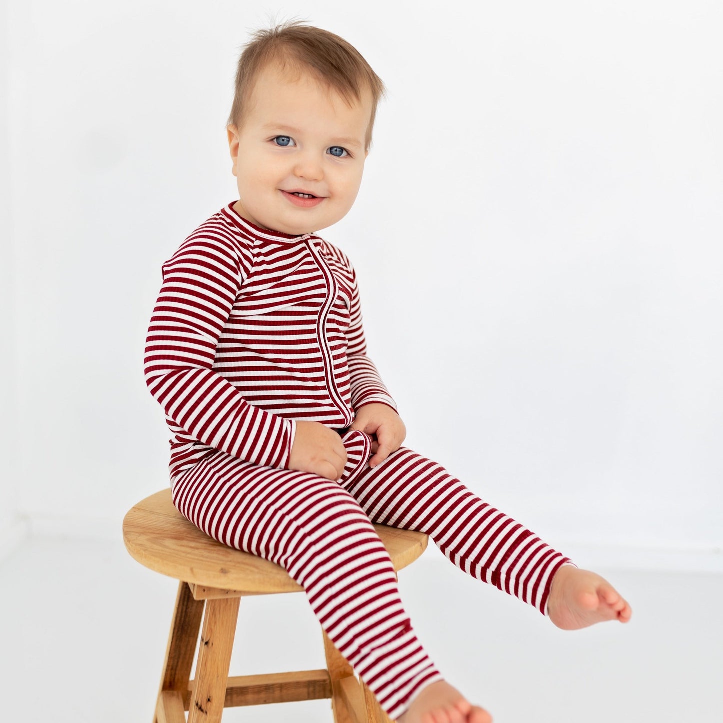 Red Stripe Small Ribbed Zip Romper