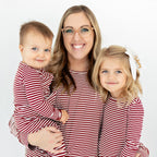 Red Stripe Small Ribbed Women's Long Sleeve Top