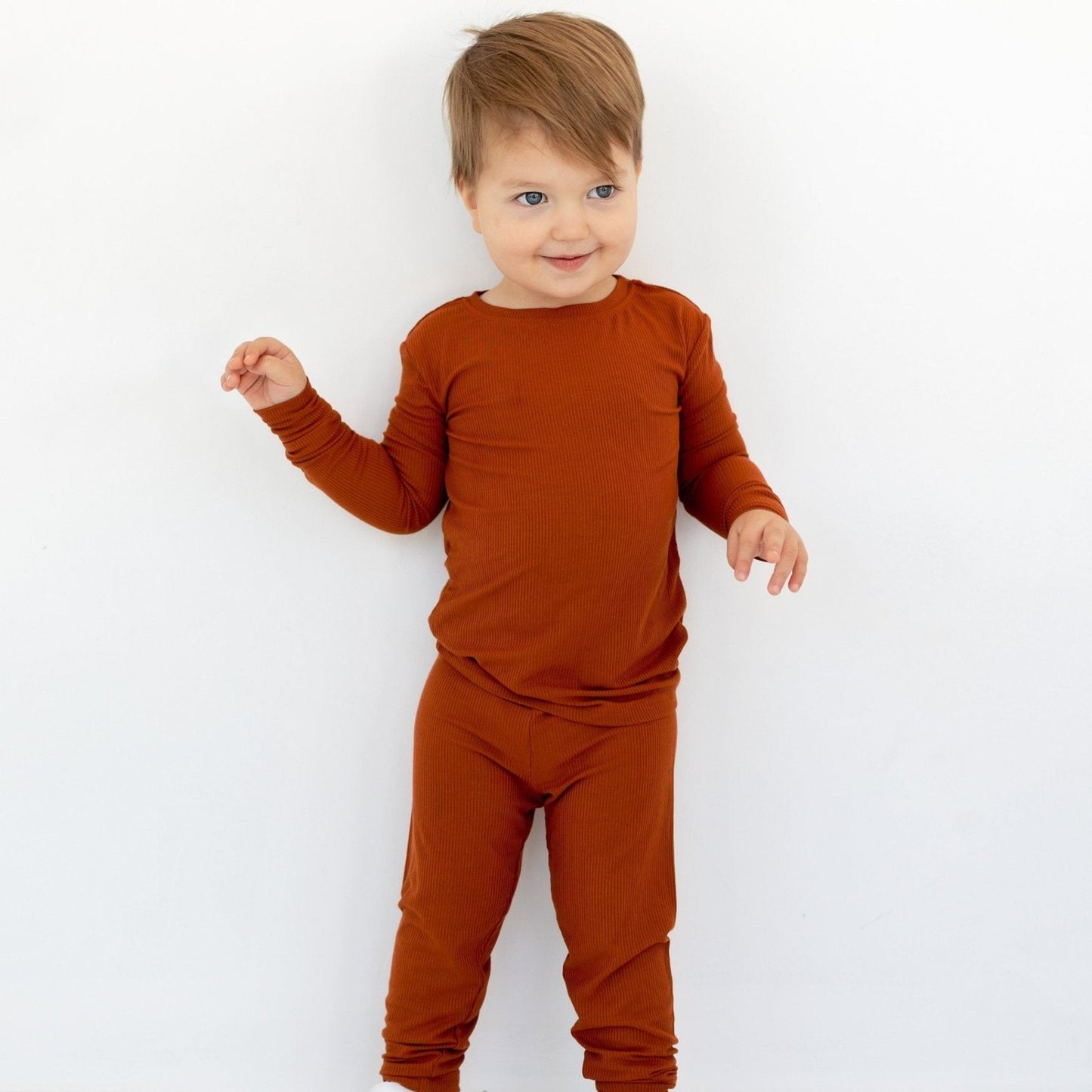 Rust Small Ribbed Two-Piece Set