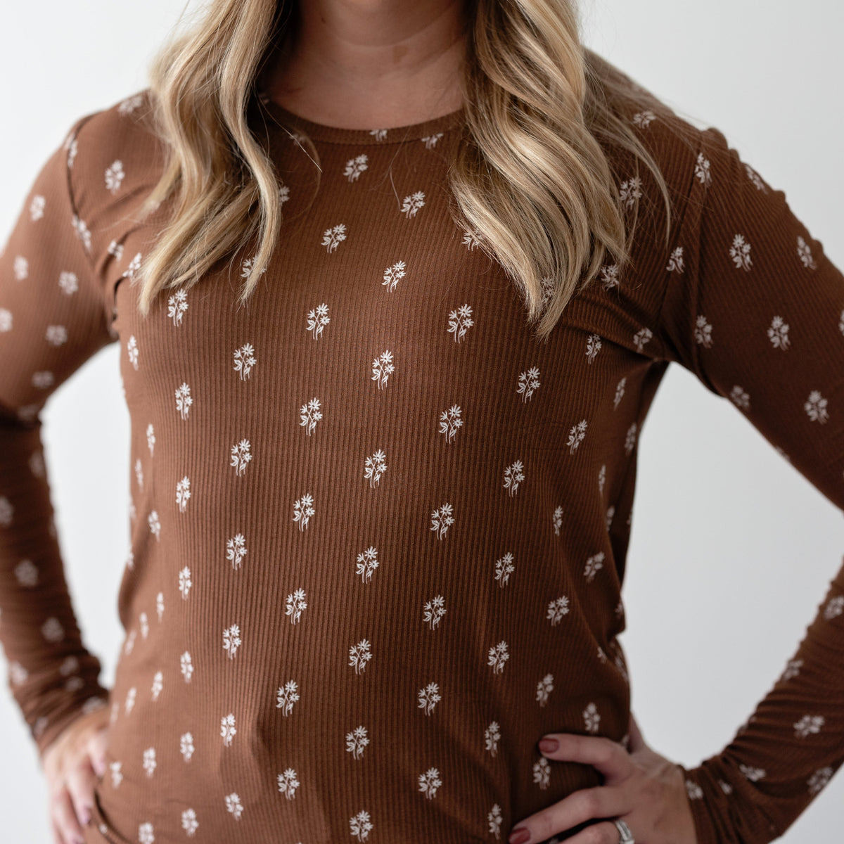 Autumn Stems Small Ribbed Women's Long Sleeve Top