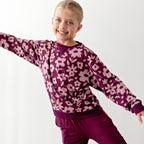 Deep Plum Floral Bamboo French Terry Pullover & Jogger Set