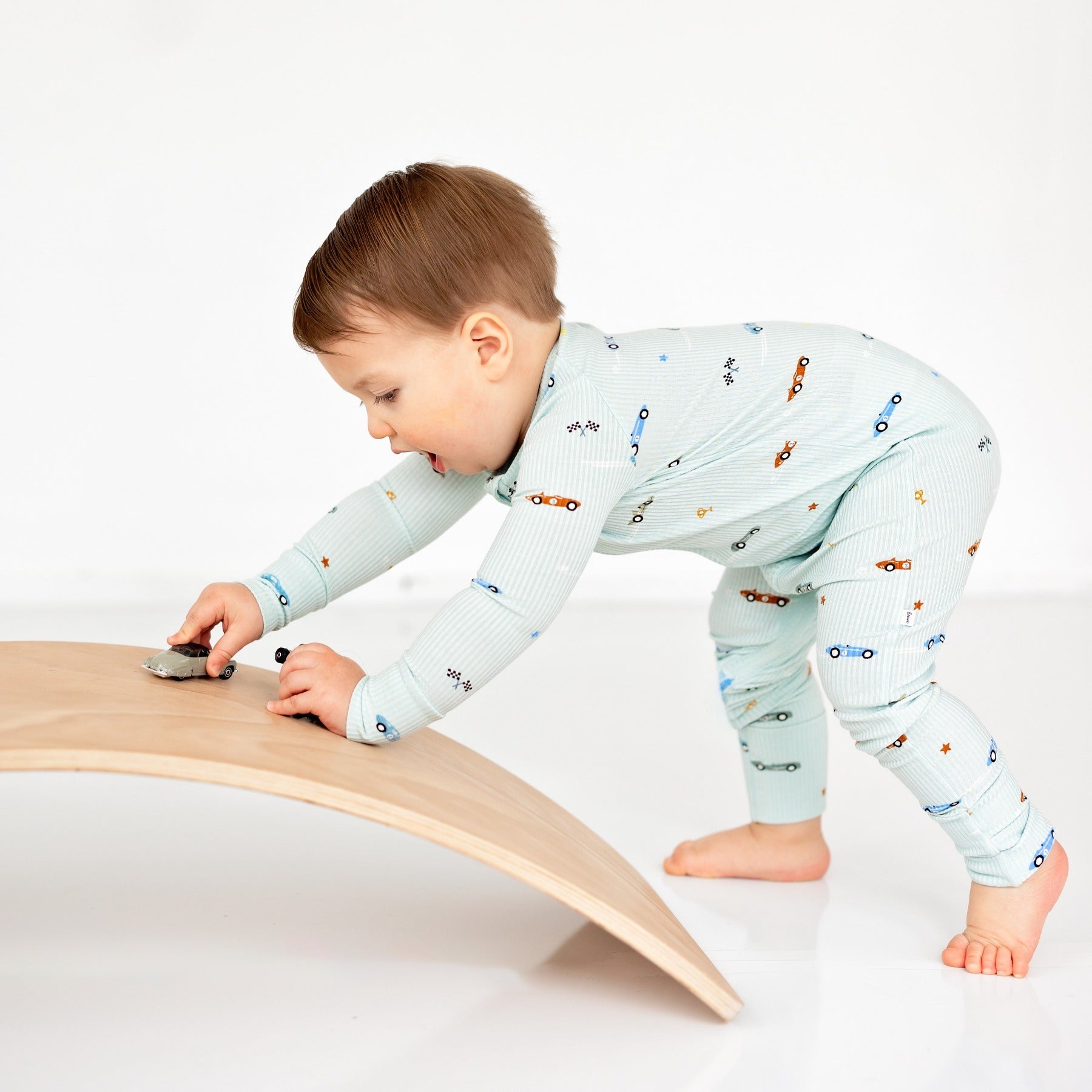 Race Cars Small Ribbed Zip Romper