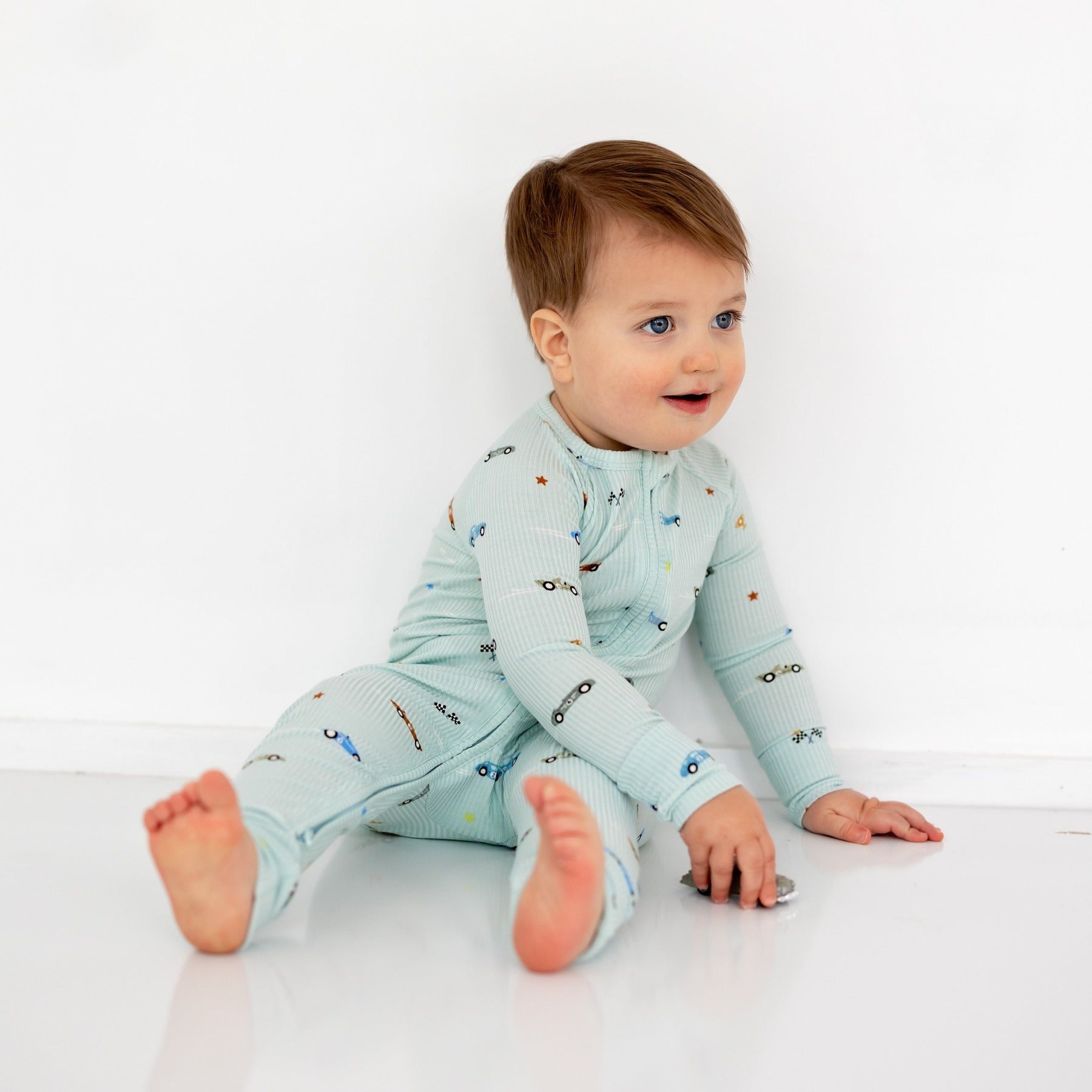 Race Cars Small Ribbed Zip Romper