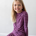 Plum Gingham Small Ribbed Two-Piece Set
