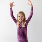 Plum Gingham Small Ribbed Two-Piece Set