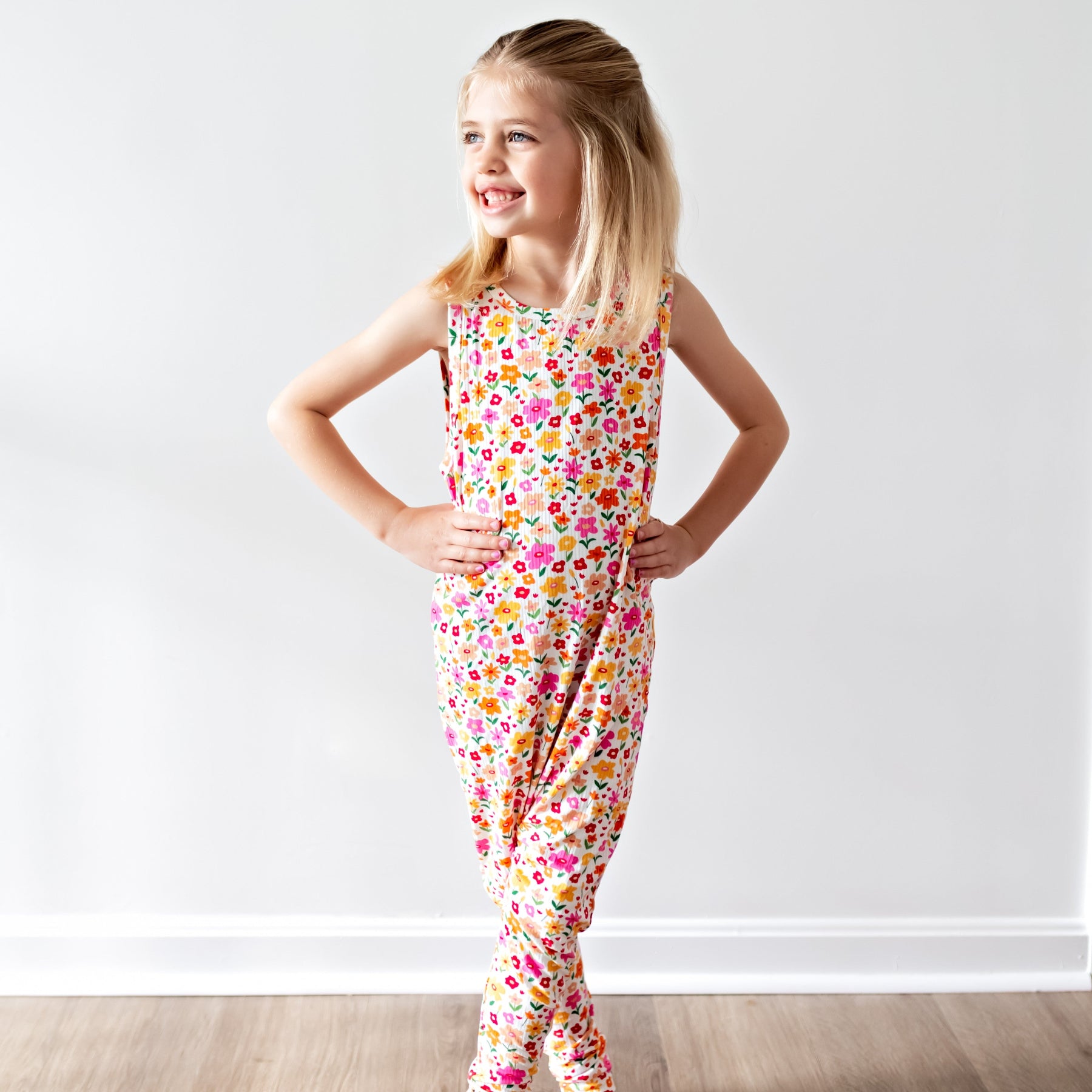 Summer Blooms Small Ribbed Harem Romper