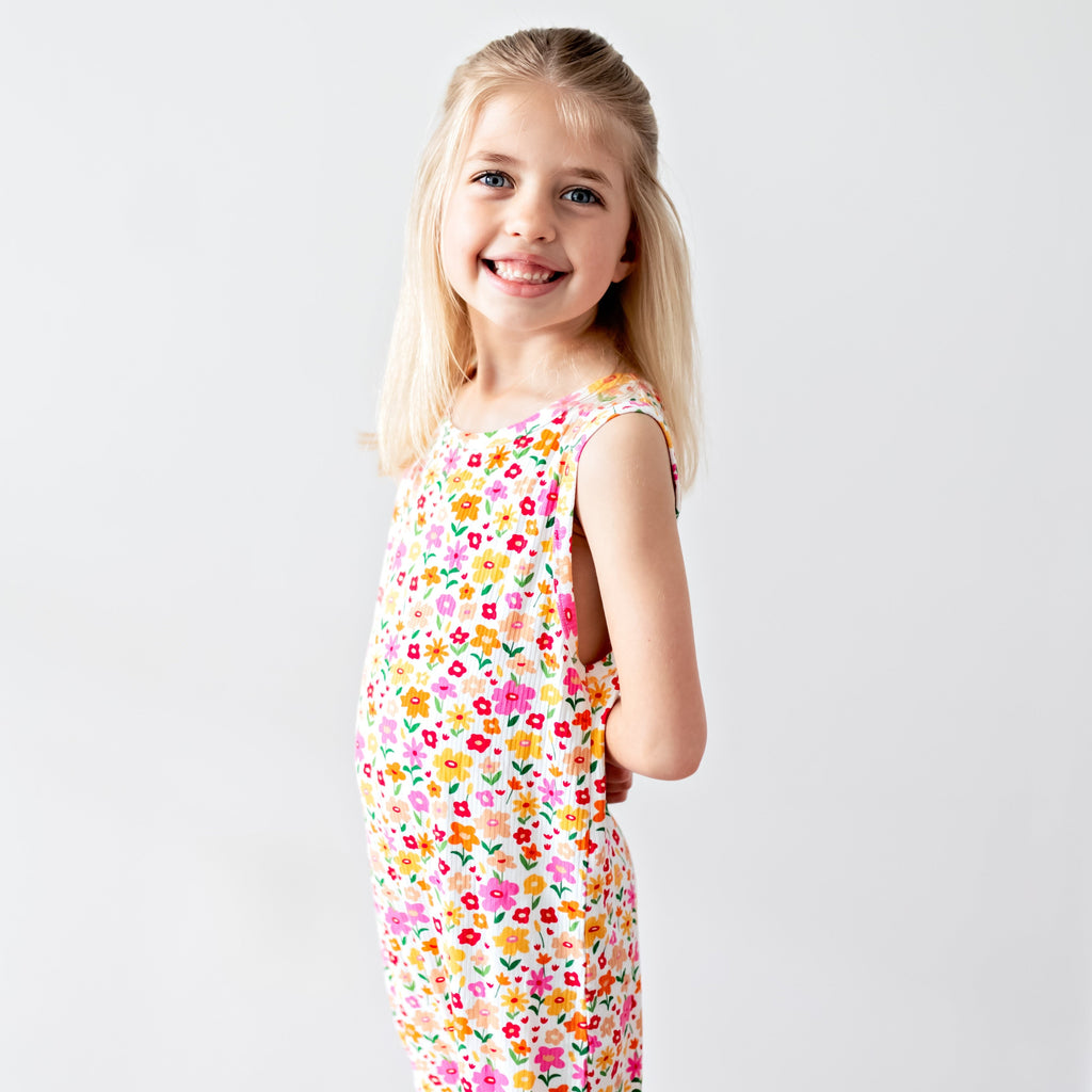 Summer Blooms Small Ribbed Harem Romper