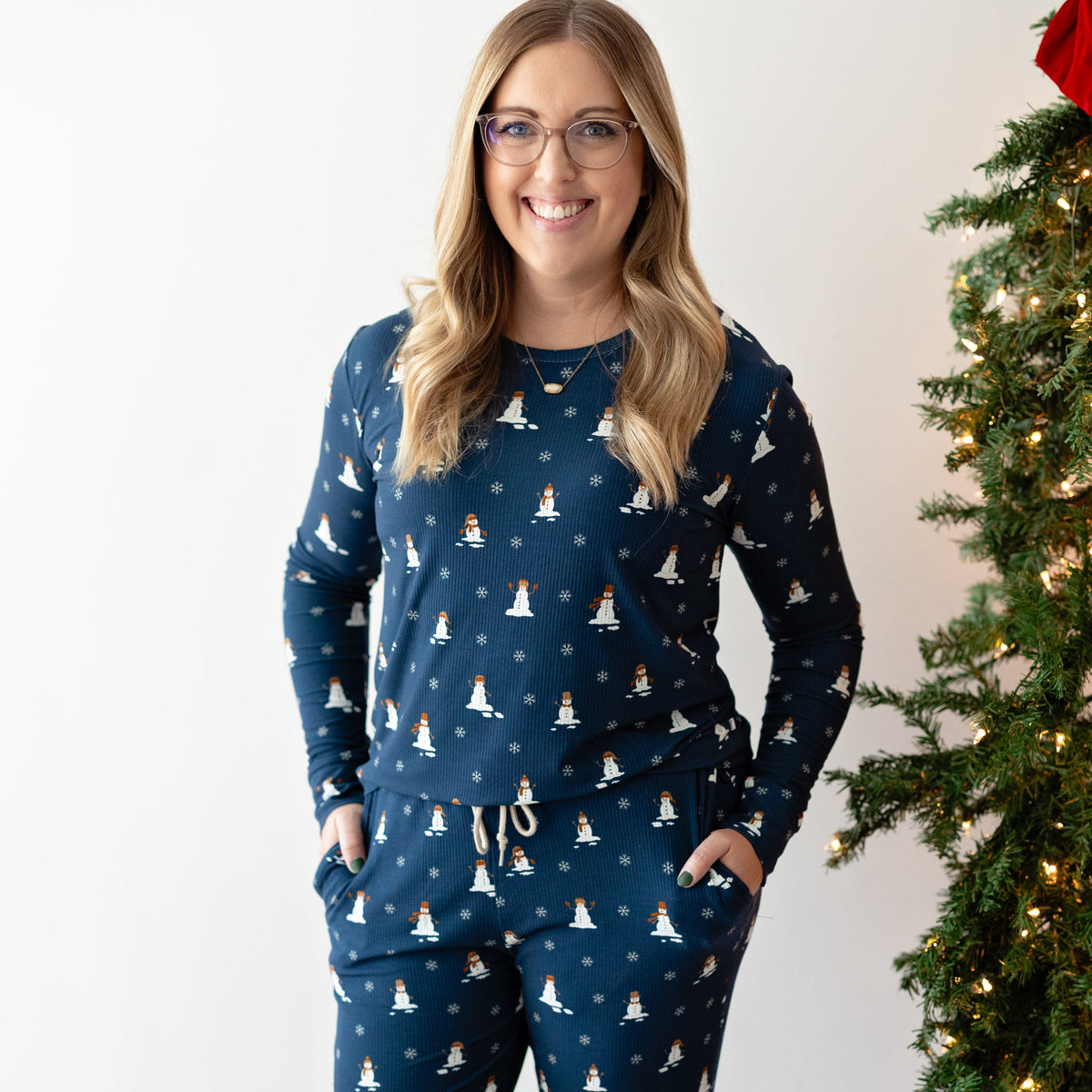 Snowmen Small Ribbed Women's Long Sleeve Top