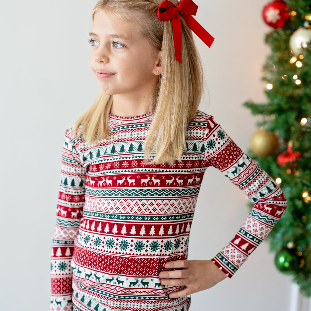 Christmas Sweater Stripe Small Ribbed Two-Piece Set