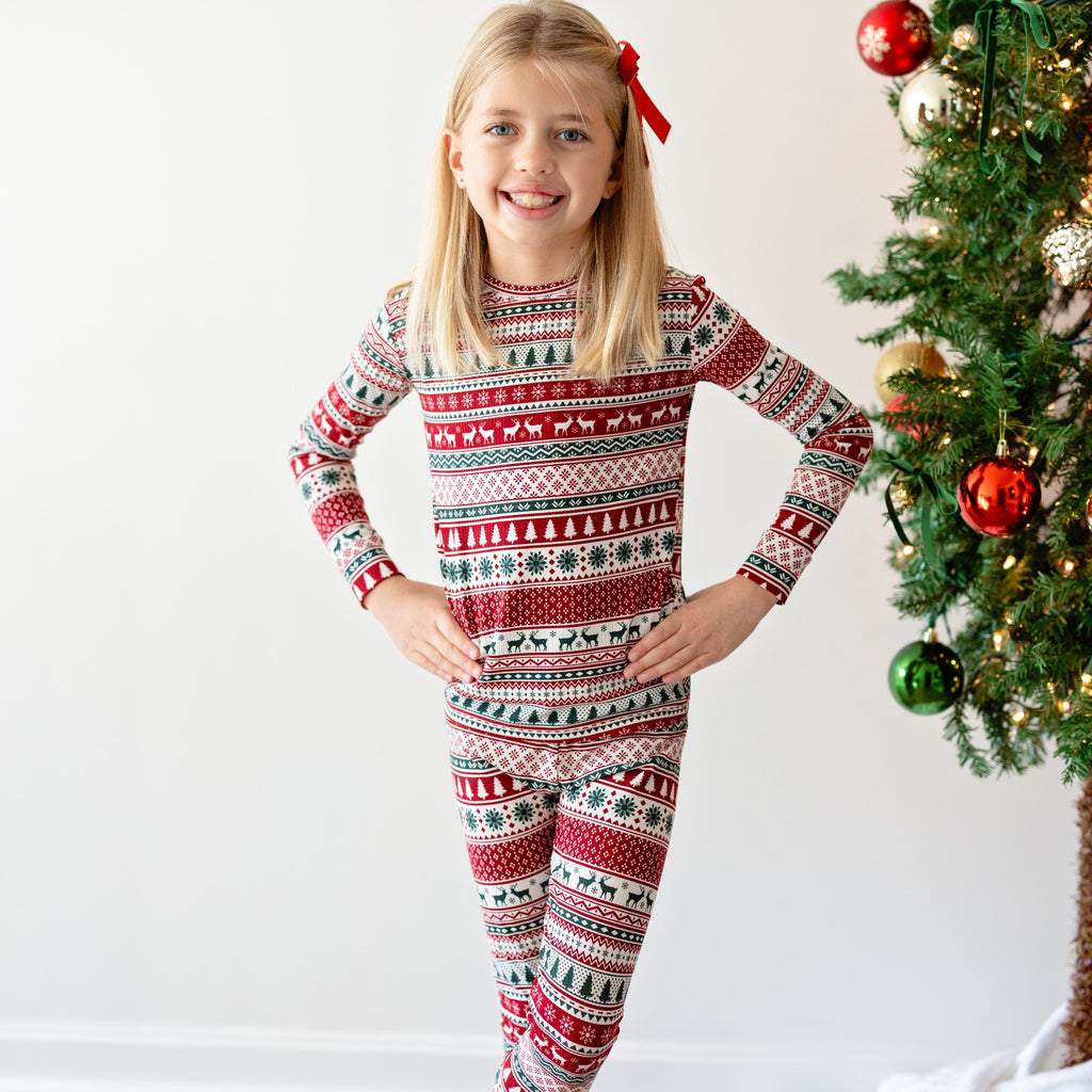 Christmas Sweater Stripe Small Ribbed Two-Piece Set