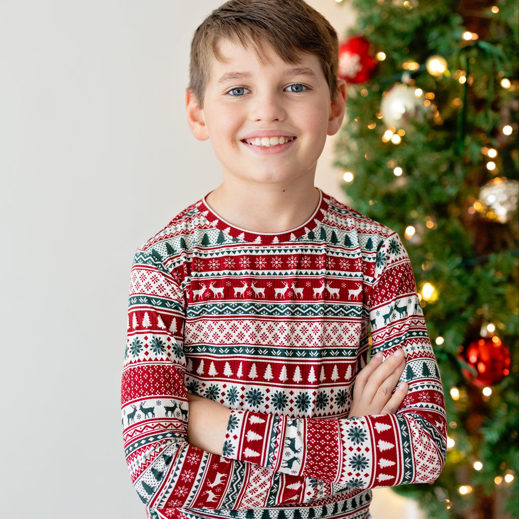 Christmas Sweater Stripe Small Ribbed Two-Piece Set
