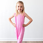 Bubblegum Pink Small Ribbed Harem Romper