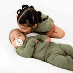 Olive Small Ribbed Zip Romper