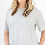 Heather Gray Small Ribbed Women's Short Sleeve & Pants Matching Set