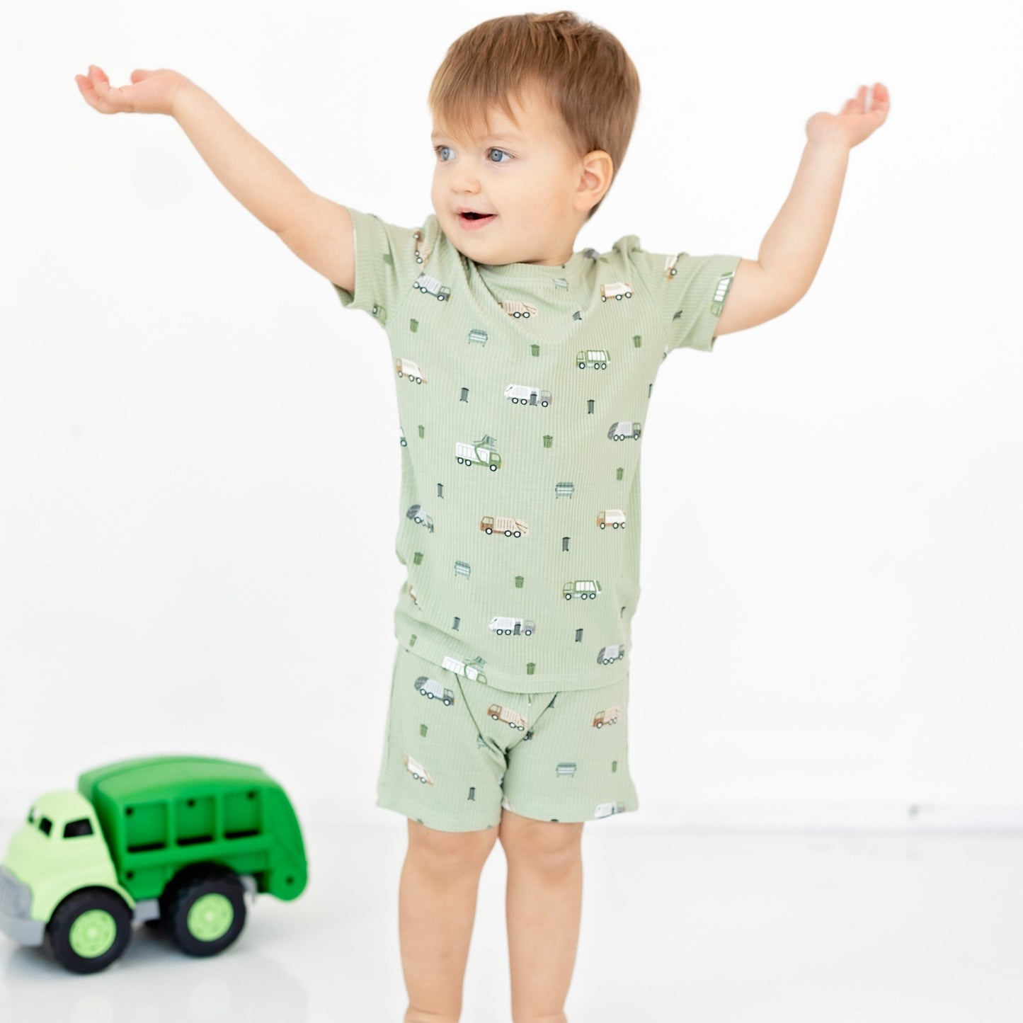 Trash Trucks Small Ribbed Shorts Two-Piece Set