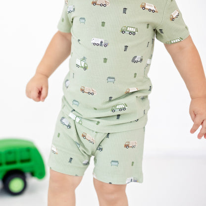 Trash Trucks Small Ribbed Shorts Two-Piece Set